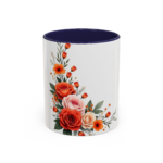 Floral Rose Accent Coffee Mug — Orange & Blush Bouquet Design (11/15 oz) - Image 5