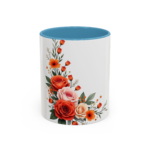 Floral Rose Accent Coffee Mug — Orange & Blush Bouquet Design (11/15 oz) - Image 17