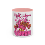 Fight Like a Queen Breast Cancer Awareness Coffee Mug – Pink Ribbon Accent Mug - Image 9