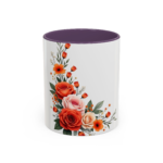 Floral Rose Accent Coffee Mug — Orange & Blush Bouquet Design (11/15 oz) - Image 33