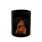 Black Self-Care Mug — Afro Woman Applying Skincare (11oz/15oz)