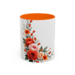 Floral Rose Accent Coffee Mug — Orange & Blush Bouquet Design (11/15 oz) - Image 21