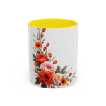 Floral Rose Accent Coffee Mug — Orange & Blush Bouquet Design (11/15 oz) - Image 25