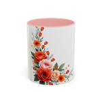 Floral Rose Accent Coffee Mug — Orange & Blush Bouquet Design (11/15 oz) - Image 9