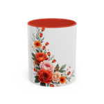 Floral Rose Accent Coffee Mug — Orange & Blush Bouquet Design (11/15 oz) - Image 13